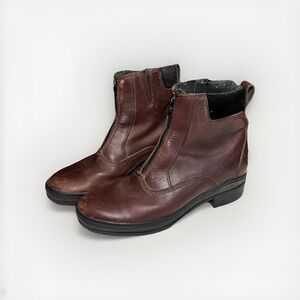 Ariat Heritage Paddock Boots Women US 7B Brown Leather Zip Front Round Toe Ankle